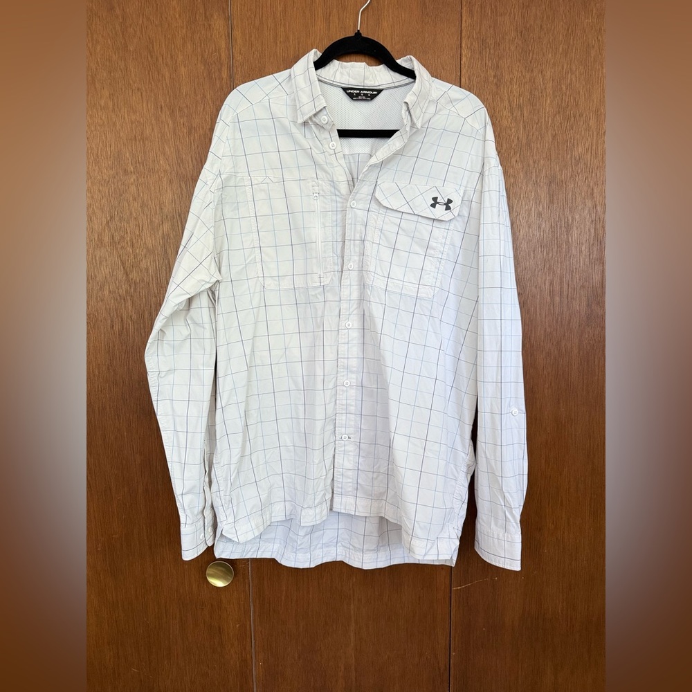 Under Armour Men's White Grid Pattern Shirt